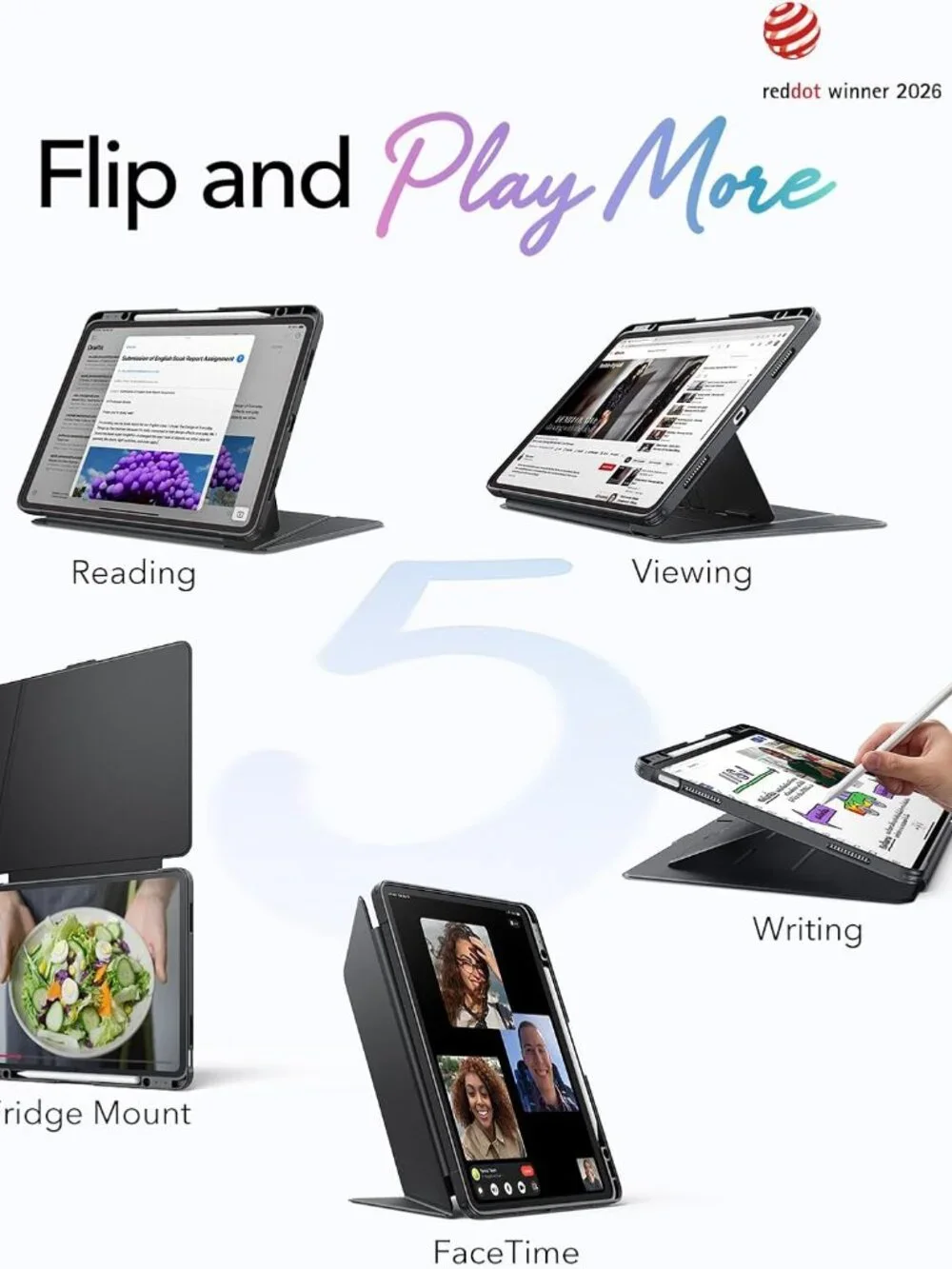 ESR for iPad Air 13 Inch Case Keyboard M4/M3/M2 (2026/2025/2024) Magnetic, Black